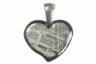 Heart-Shaped Etched Aletai Iron Meteorite Pendants - Includes Chain