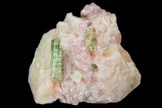 Yellow-Green Apatite Crystals in Salmon Calcite - Canada #126996