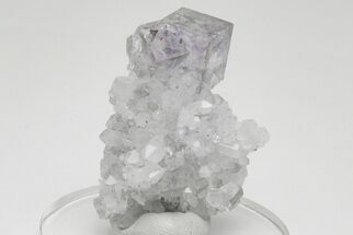 Glassy, Purple-Zoned Cubic Fluorite Cluster on Quartz - China #205613