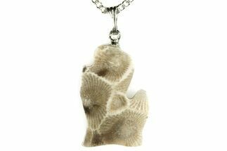 Polished Petoskey Stone (Fossil Coral) Necklaces - Shape of Michigan #212800