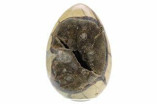 Septarian Dragon Egg Geode - Black Crystals #253760