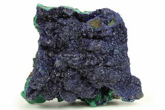Sparkling Azurite Crystals on Fibrous Malachite - China #274671