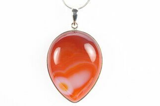 Banded Carnelian Agate Pendant - Sterling Silver #278485