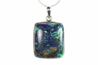 Watercolor Malachite and Azurite Pendant - Sterling Silver #278606