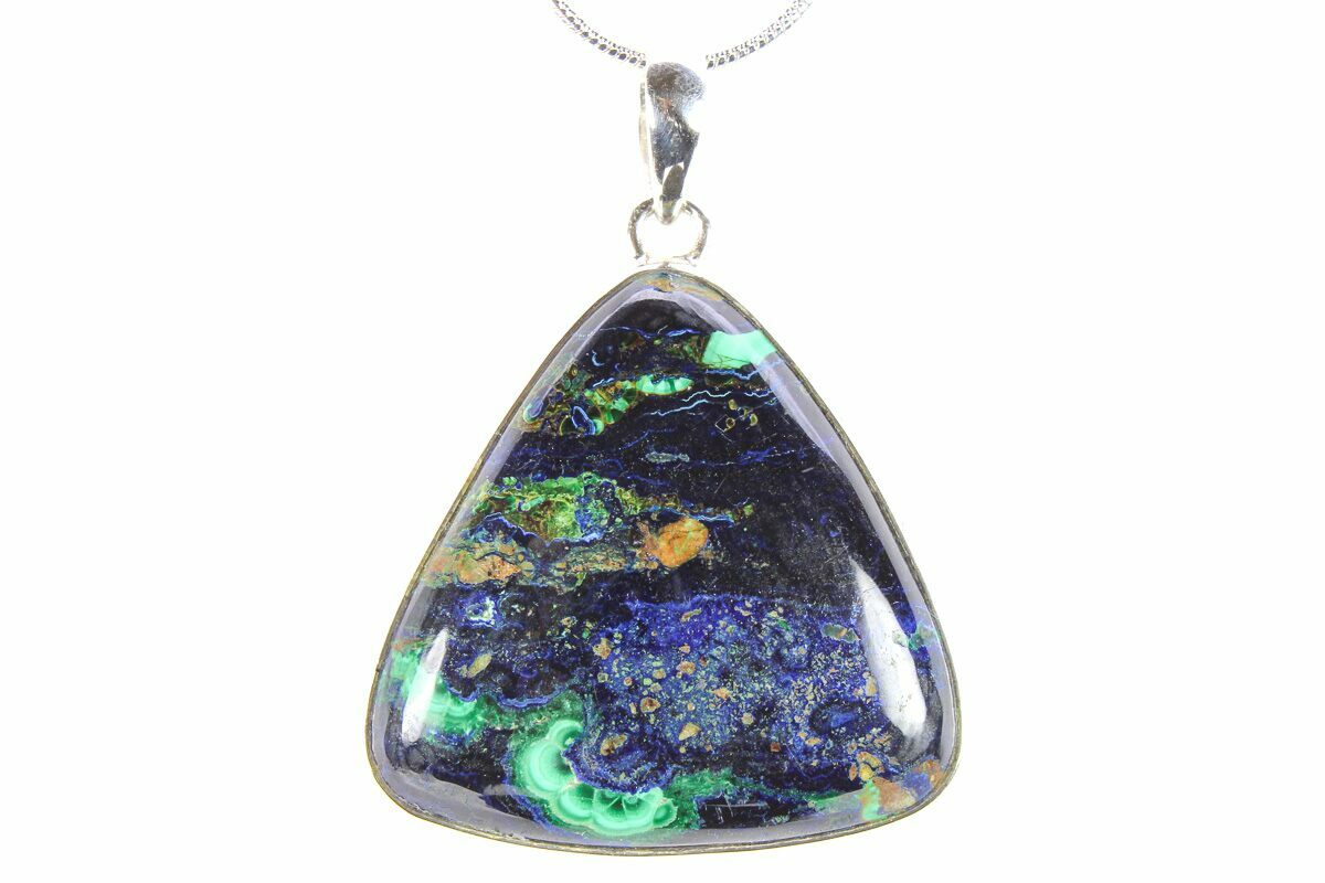 Watercolor Malachite And Azurite Pendant Sterling Silver