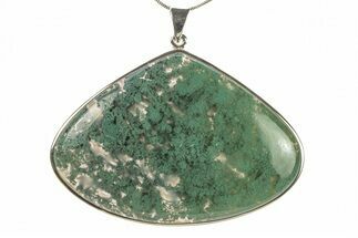 Polished Colorful Moss Agate Pendant - Sterling Silver #279583