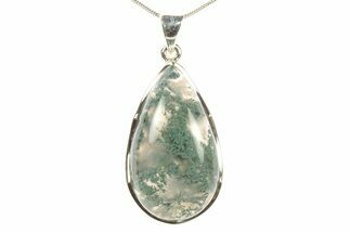 Polished Colorful Moss Agate Pendant - Sterling Silver #279608