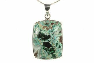 Polished Chrysocolla Agate Pendant - Sterling Silver #279629