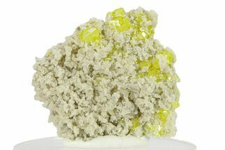 Striking Sulfur Crystals on Fluorescent Aragonite - Italy #282571