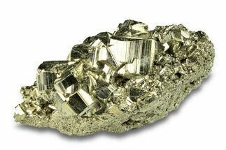 Gleaming Striated Pyrite Crystal Cluster - Peru #291914