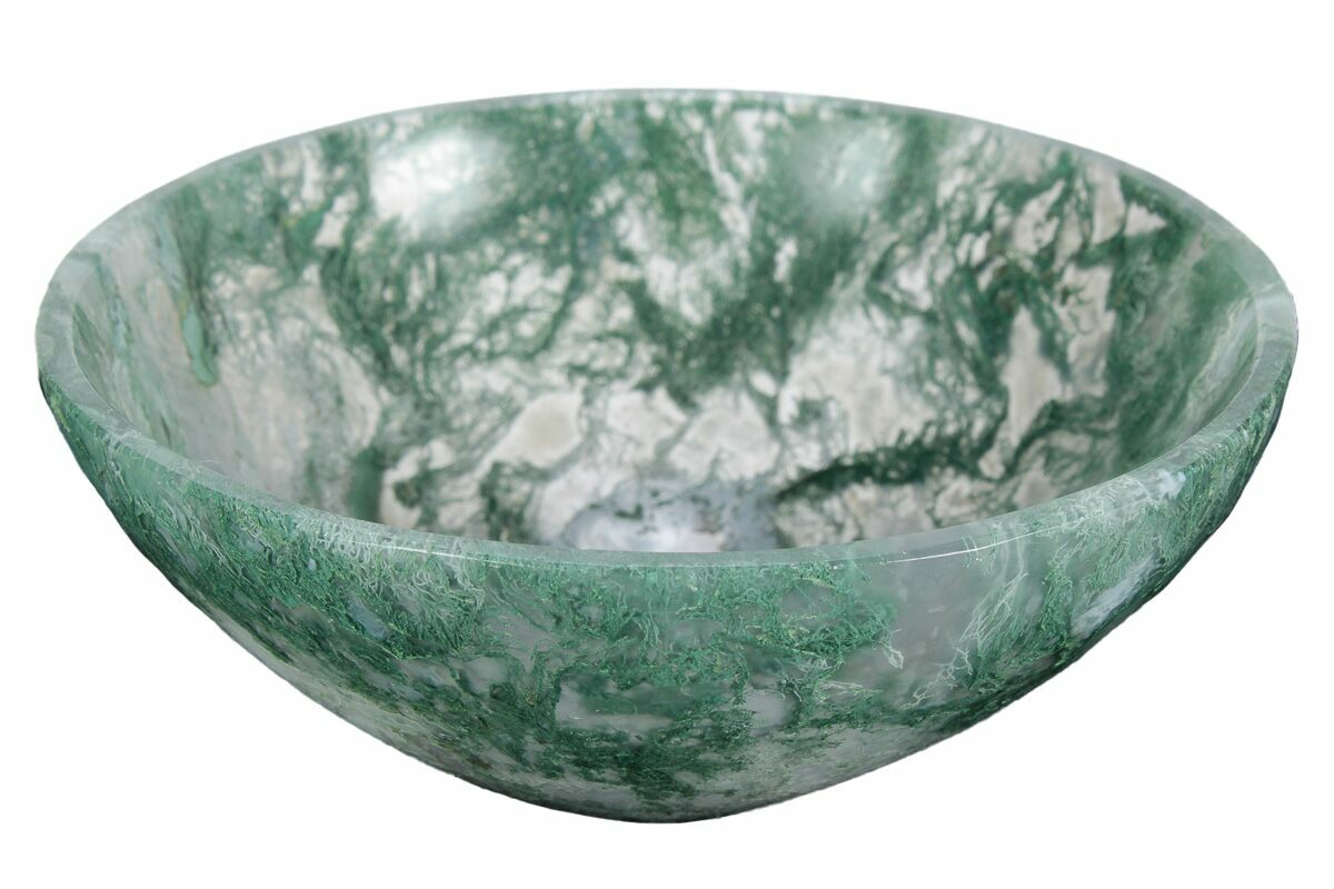 Polished Moss Agate Bowls 3" Size For Sale