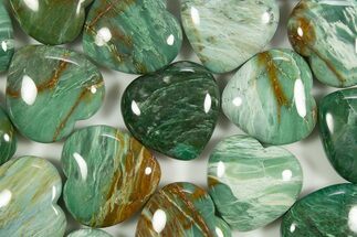 1.7" Polished Pilbara Prase Hearts - Australia