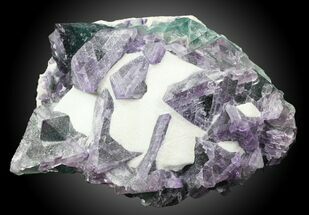 Purple/Green Fluorite On Aragonite - China #31861