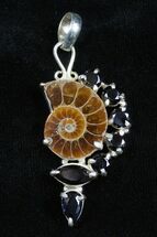 Black Onyx Ammonite Pendant #3889