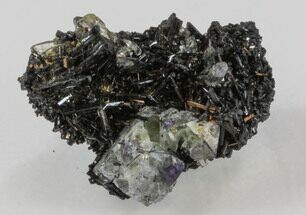 Needle Like Black Tourmaline With Fluorite - Namibia #31906