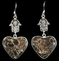 Fossil Turritella (Gastropod) Earrings - Sterling Silver #38122