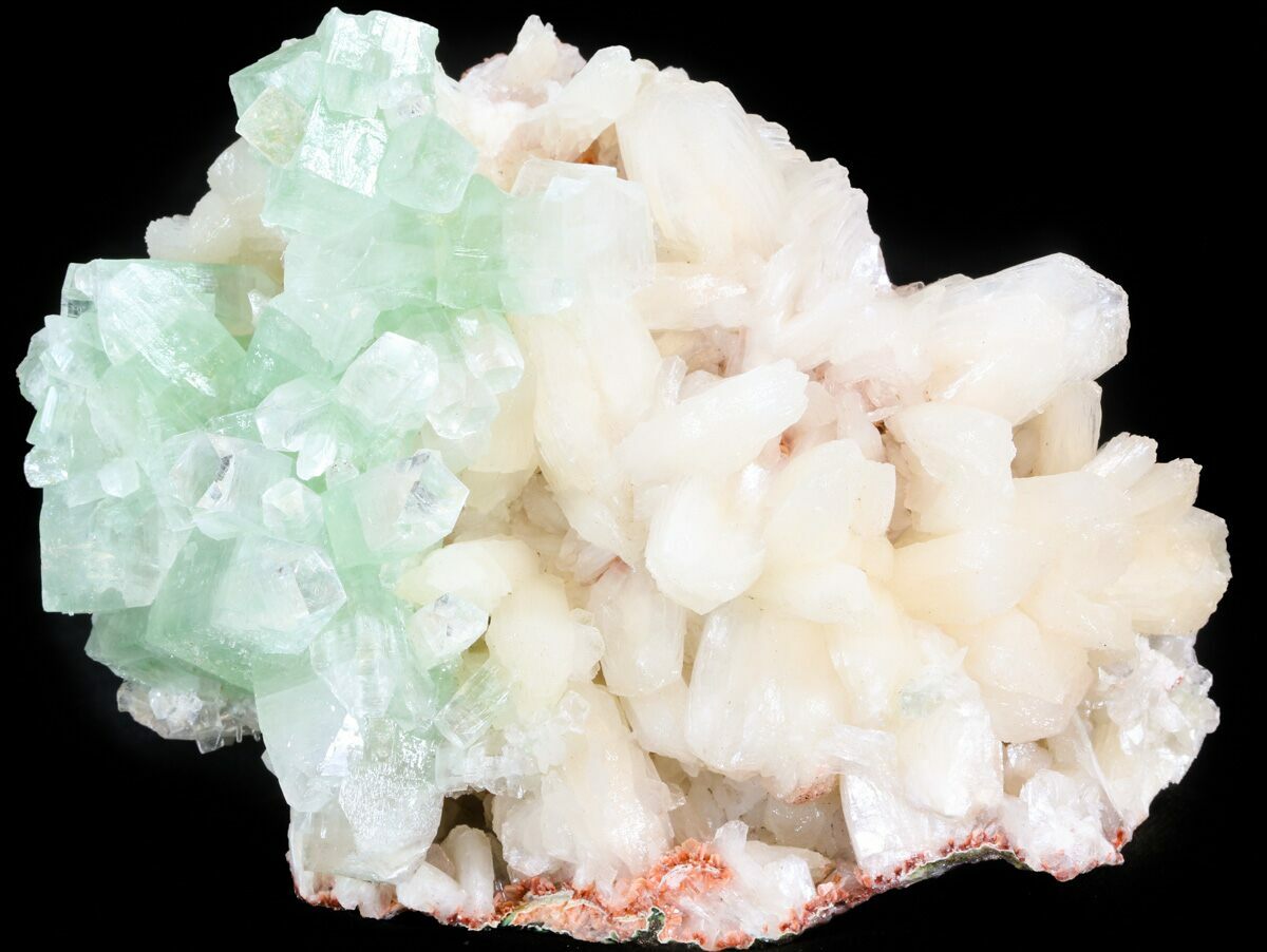 Clear Apophyllite with Peach Stilbite Crystal Cluster Natural Apophyllite and Stilbite Crystal Formation