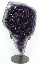 Dark Amethyst Cluster On Metal Stand - Large Crystals #46160