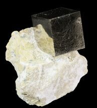 Natural Pyrite Cube In Matrix - Navajun, Spain #51220