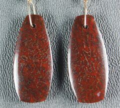 Dark Red Agatized Dinosaur Bone (Gembone) Earrings #54079