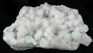 Green Prehnite Balls On Sparkling Quartz - China #33446