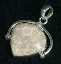 Heart Shaped Fossil Coral Pendant #5124