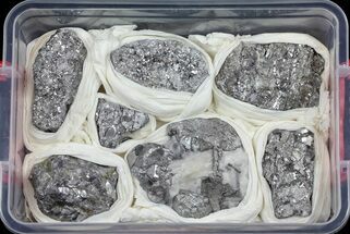 Shiny Galena With Calcite Wholesale Flat - Pieces #60044