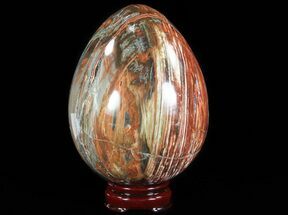Polished Petrified Wood Egg - Rich Red Color #51696