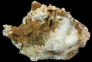 Quartz Crystal Cluster with Chalcopyrite & Calcite - Morocco #69533