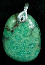 Green Fossil Coral Pendant - Million Years Old #6006