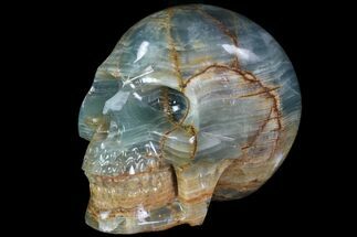 Large, Carved, Blue Calcite Skull - Argentina #78635
