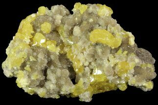 Sparkling Sulfur On Matrix Of Calcite Crystals - Poland #79236