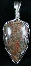 Agatized Dinosaur Bone Pendant - Silver Wire Wrapped #7255