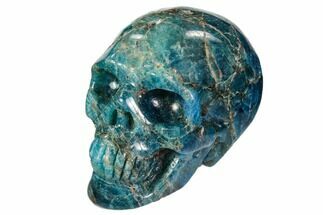 Polished, Bright Blue Apatite Skull - Madagascar #108195