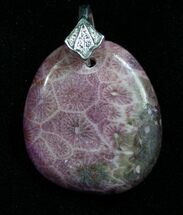 Purple Fossil Coral Pendant - Million Years Old #7693