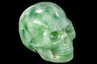 Polished White and Green Agate Skull #112372