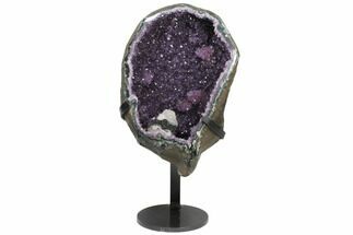 Amethyst Geode with Calcite on Metal Stand - Great Color #126448