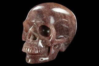 Realistic, Carved Strawberry Quartz Crystal Skull #127572