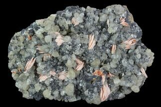 Cerussite Crystals with Bladed Barite on Galena - Morocco #128018