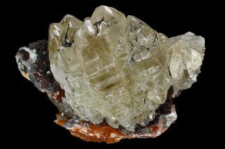 Huge Cerussite Crystal on Orange Bladed Barite - Morocco #127374