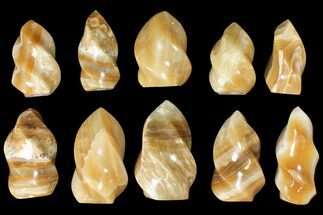 Lot: - Polished, Brown Calcite Flames - Pieces #133861