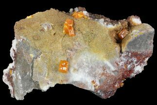 Wulfenite Crystals on Calcite - Los Lamentos, Mexico #139788