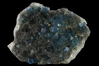 Blue-Green Cubic Fluorite on Quartz - China #140349