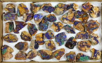 Flat: Sparkling Azurite & Malachite Clusters - Pieces #140822