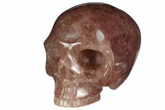 3" Realistic, Carved Strawberry Quartz Crystal Skull - Crystal #150999