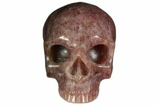 3" Realistic, Carved Strawberry Quartz Crystal Skull - Crystal #150985