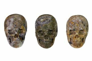 1.5" Polished Amethyst Breccia Skulls - Crystal #152767