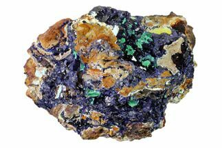 Sparkling Azurite Crystals with Malachite & Chrysocolla - Laos #161595