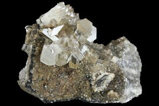 2.6" Transparent Columnar Calcite Crystal Cluster on Quartz - China - Crystal #164000