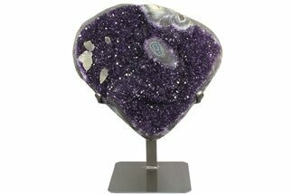 13.9" Amethyst Geode Section on Metal Stand - Deep Purple Crystals - Crystal #171818